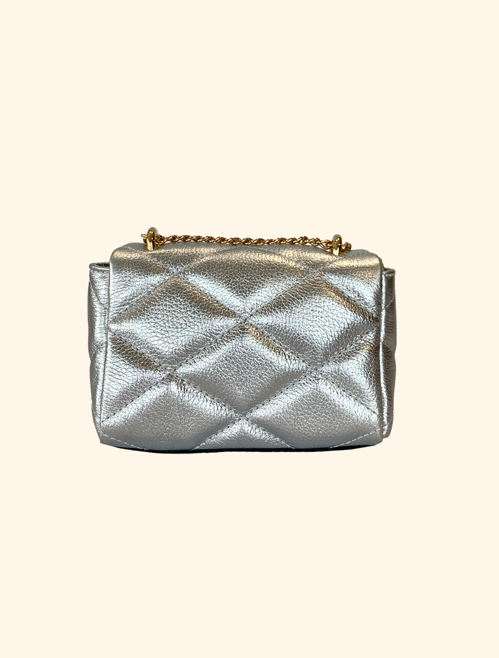 Mini Bolsa de Couro Sagga Matelassê Metalizado 546