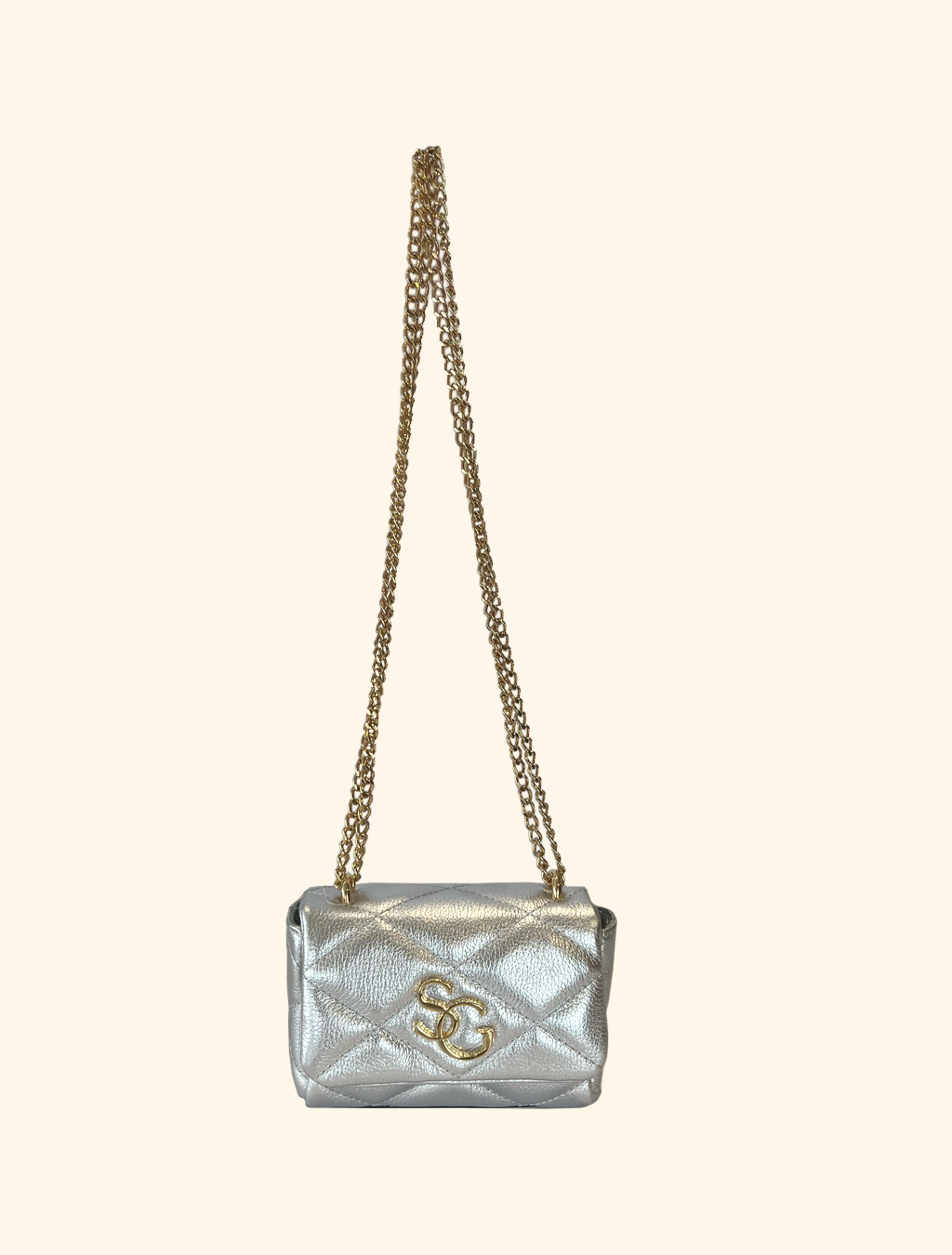 Mini Bolsa de Couro Sagga Matelassê Metalizado 546