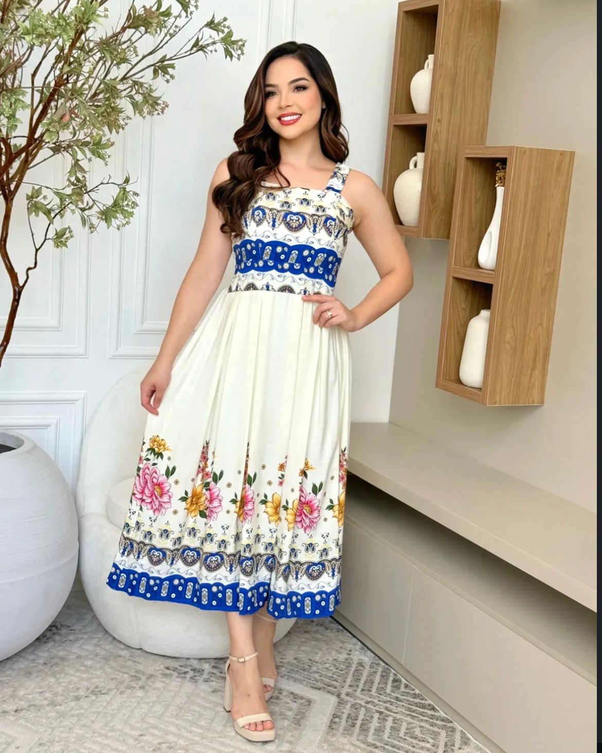 Vestido MIDI Algodão/Lesse Cores da Manhã