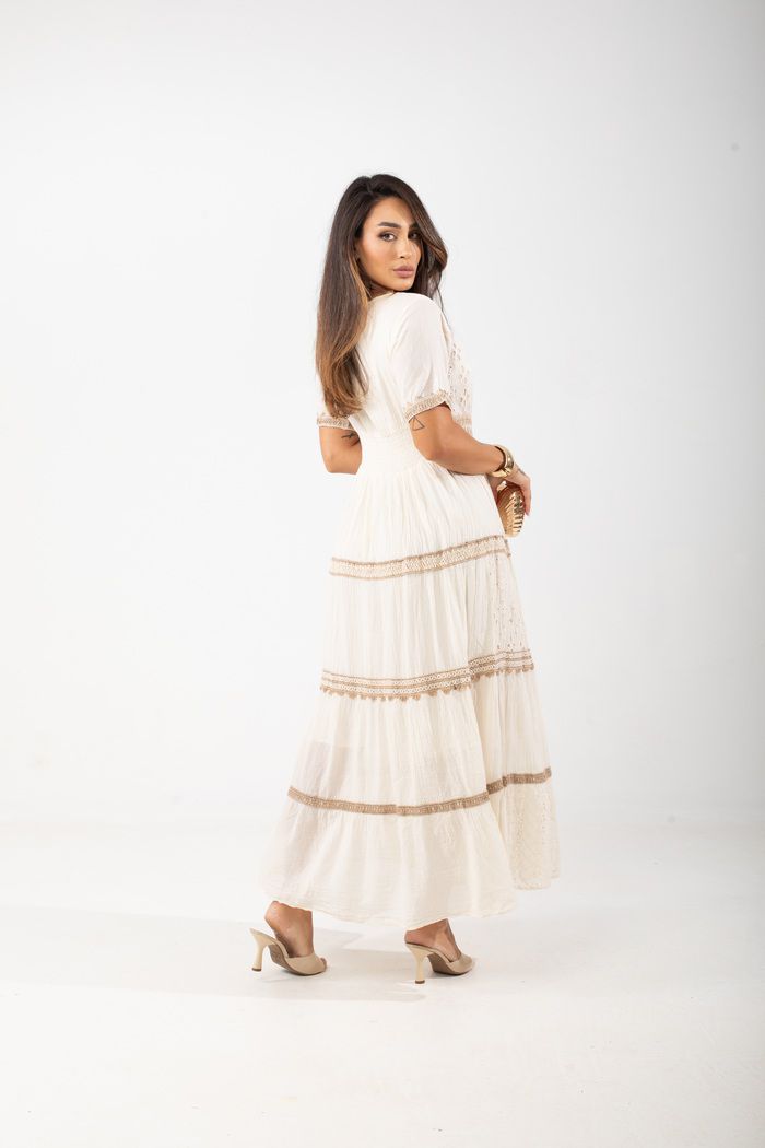 Vestido Boho Chic Longo De Manguinha