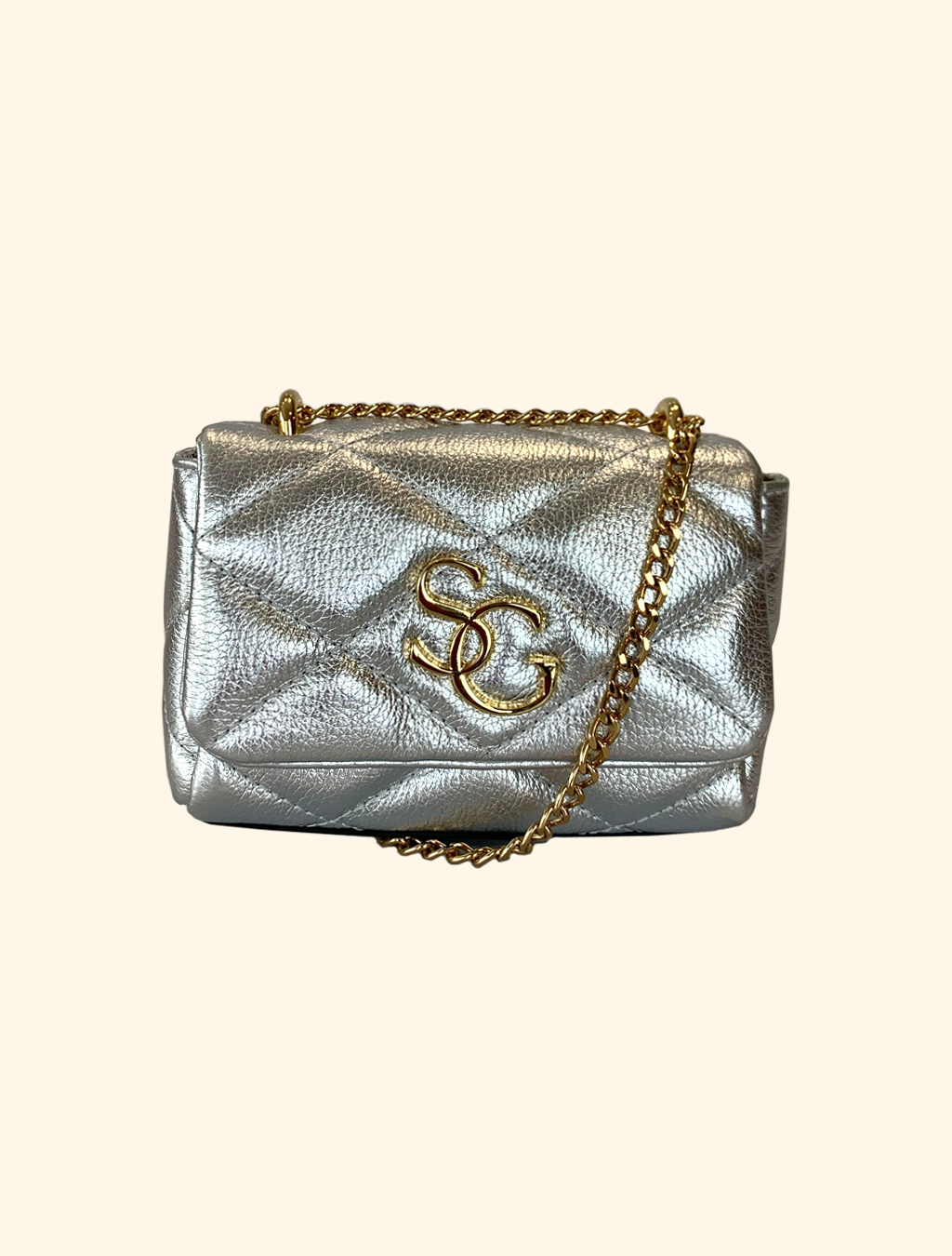 Mini Bolsa de Couro Sagga Matelassê Metalizado 546